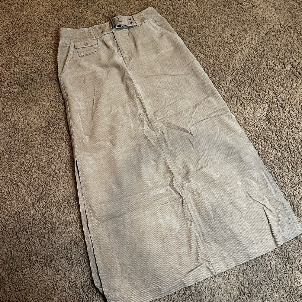 Vintage Corduroy Maxi Skirt with Belt